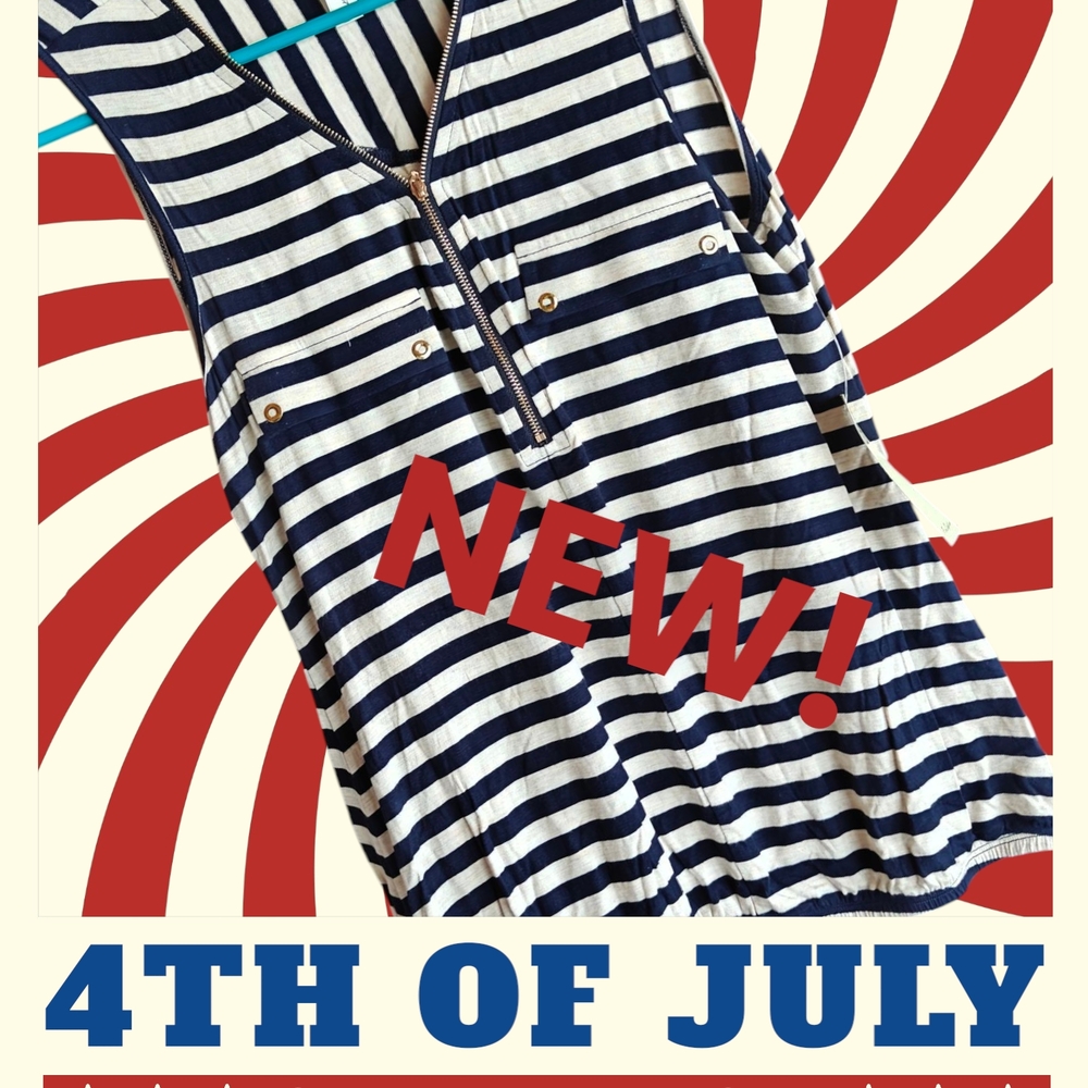 Perceptions Navy and White Striped Tank Top